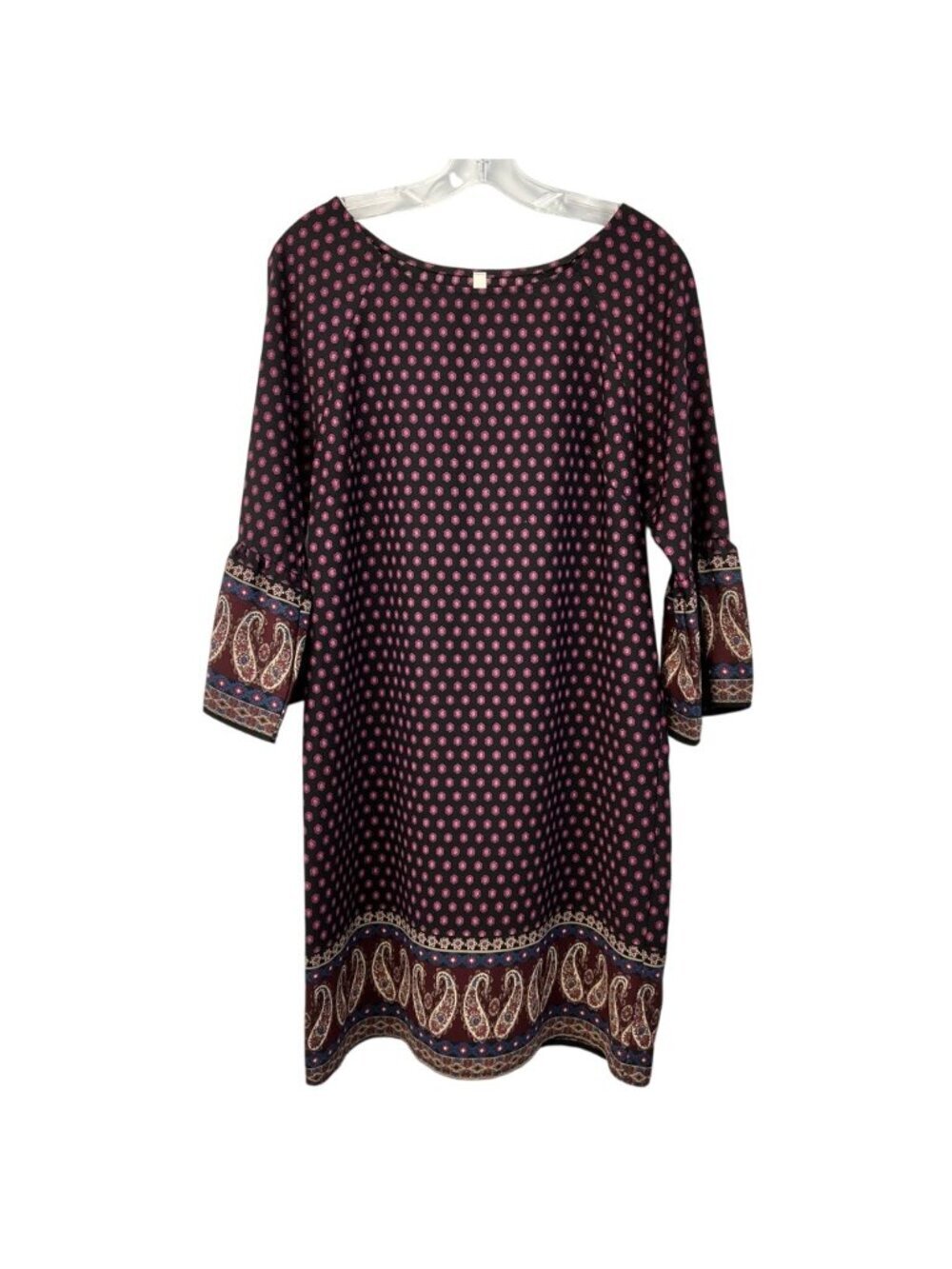 Gilli Womens Shift Dress Multicolor Paisley 3/4 Sleeve Flare Medium